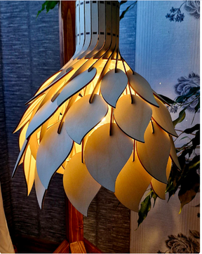 Scandinavian Pine Cone Hanging wooden lamp, Pendant Light, 3mm & 4mm