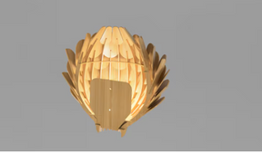 Thistel flower wall lamp wooden leaves light shade
