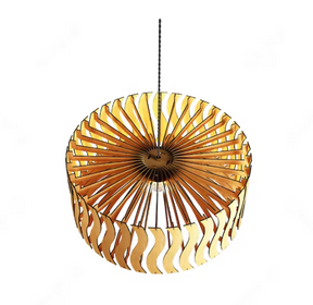 Elegant Modern round Hanging wooden chandelier lamp shade Pendant light