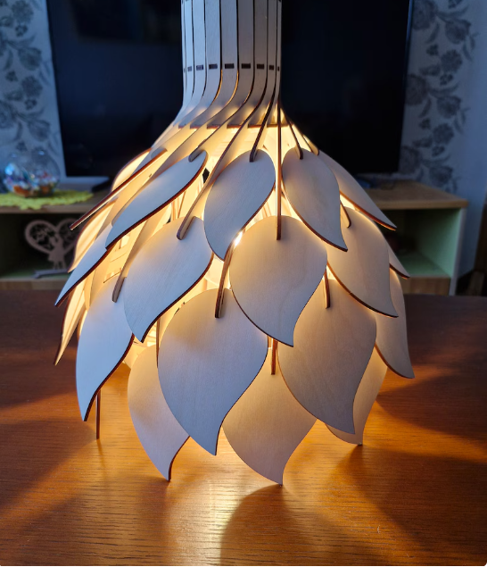 Scandinavian Pine Cone Hanging wooden lamp, Pendant Light, 3mm & 4mm