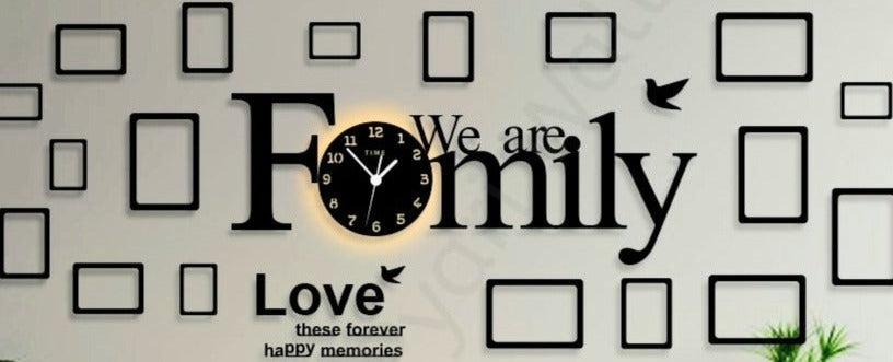 Big Family Frames Clock with rope light