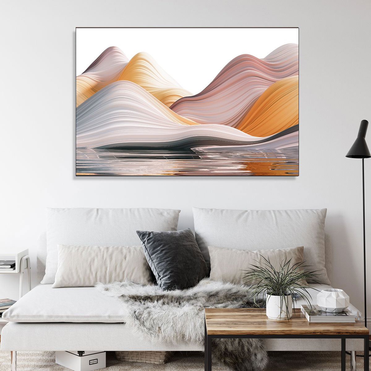 Abstract Wave Mountains (1 Panel) Wall Art